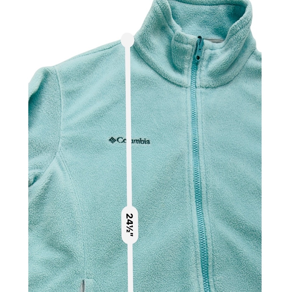 Columbia Women's L Aqua Blue Benton Springs Full Zip Fleece Jacket Mock Neck - Picture 11 of 11